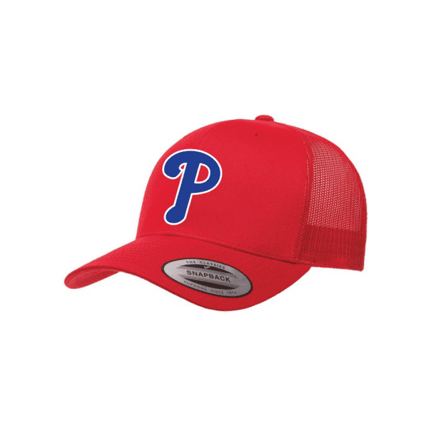 Red 6606 Yupoong Adult Retro Trucker Cap with Portage Phillies logo