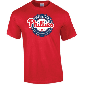 Red Gildan Ultra Cotton T-Shirt with Portage Phillies logo