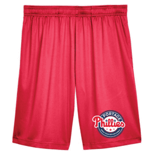 Red TT11SH Team 365 Zone Performance Short with Portage Phillies logo