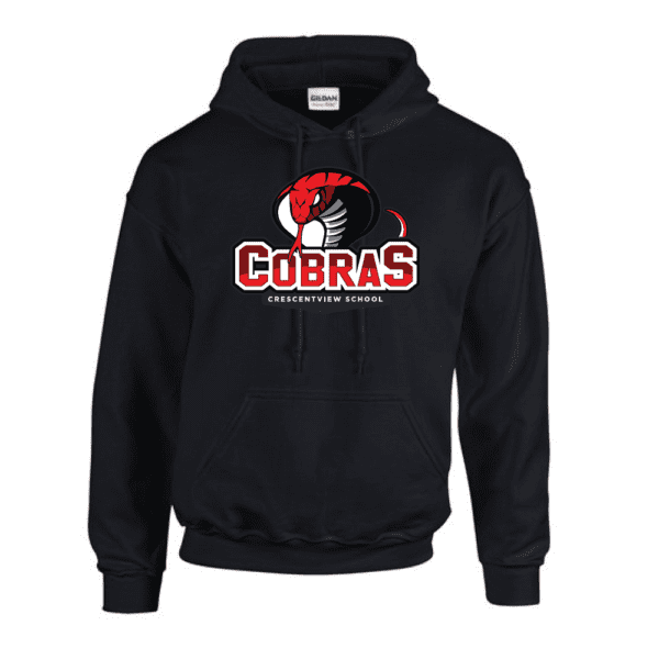 CVS - G185 Gildan Heavy Blend 8 oz., 50-50 Hooded Sweatshirt - Black - Cobras Logo