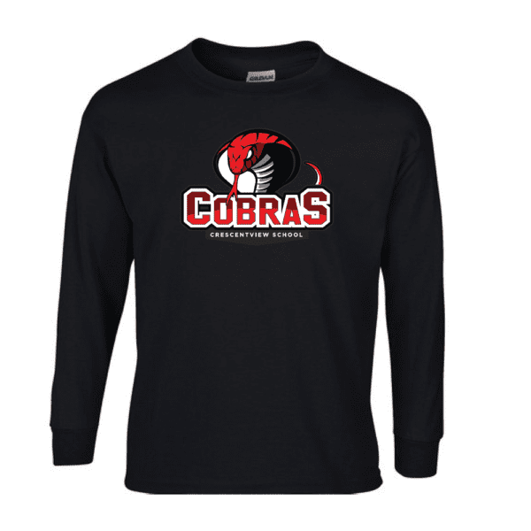 CVS - G240 Gildan Ultra Cotton Long Sleeve T-Shirt - Black - Cobras Logo